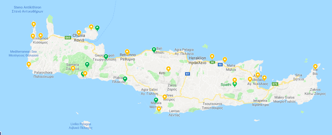 google pins in crete